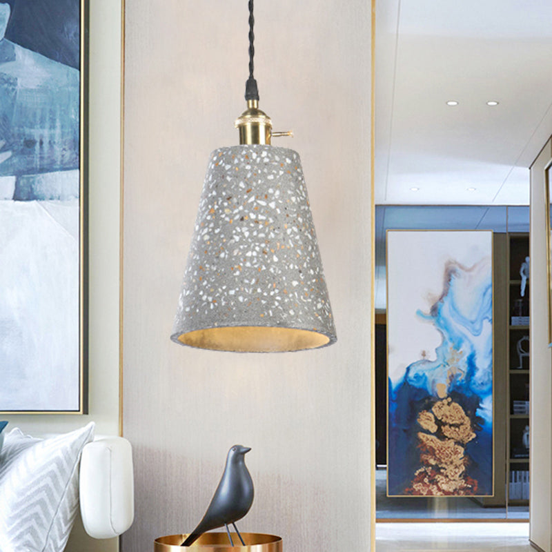 Contemporary Cement Pendant Ceiling Light: Tapered Shade Hanging Light for Cafes