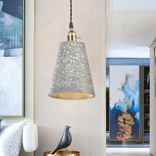 Contemporary Cement Pendant Ceiling Light: Tapered Shade Hanging Light for Cafes