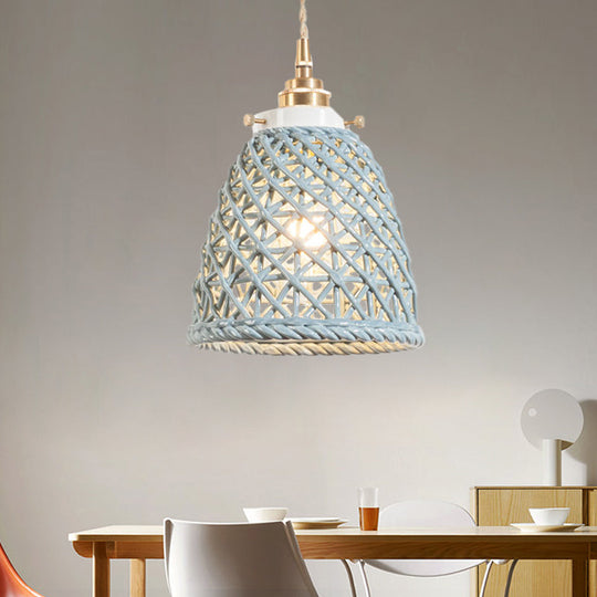 Modern Ceramic Dome Basket Pendant Light With Single Bulb - Perfect For Galleries And More