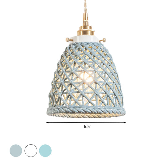 Modern Ceramic Hanging Pendant Light with Dome Basket Design - Illuminate Your Gallery with One Bulb!