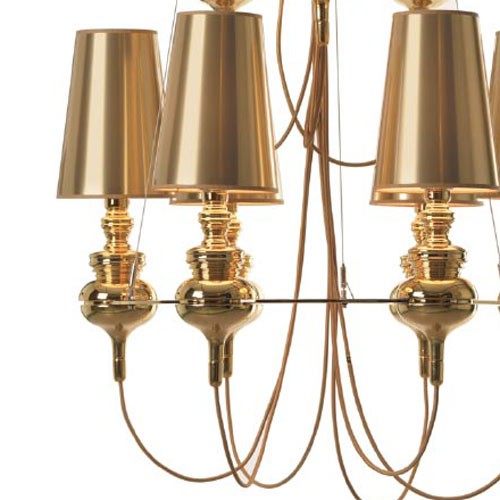 Modern Fabric Cone Chandelier Light Fixture - 6 Lights Black/White/Gold Gold