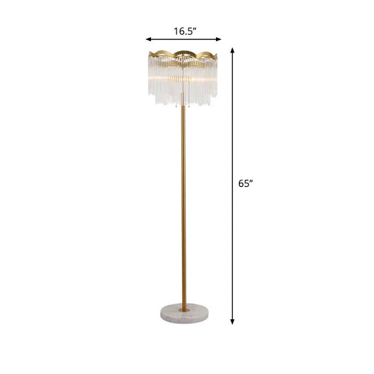 Modern Glass Bar Gold Floor Lamp With 3 Waved Round Lights