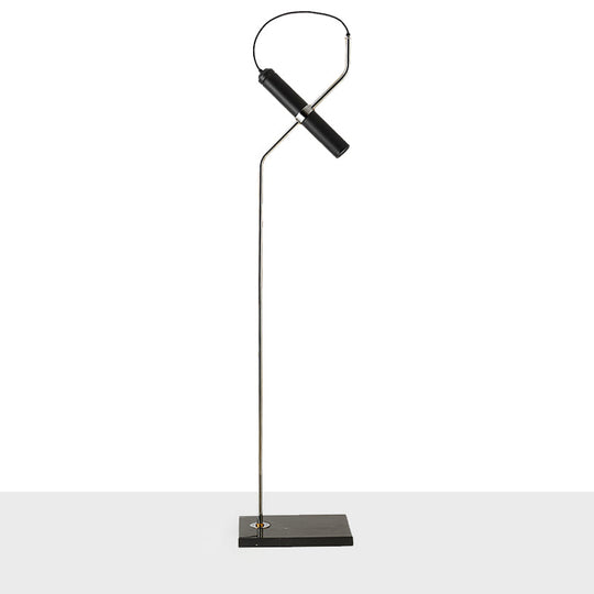 Modern Metallic Led Tube Floor Lamp With Curved Arm - Gold/Chrome Finish