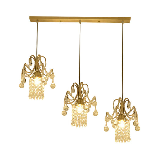 Lampe à suspension cylindrique en cristal pour table à manger