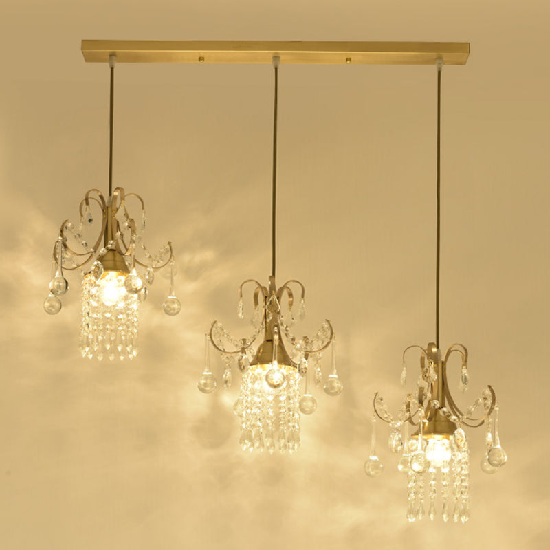 Lampe à suspension cylindrique en cristal pour table à manger