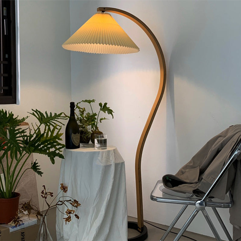 Modern White Bedside Floor Lamp With Fabric Shade