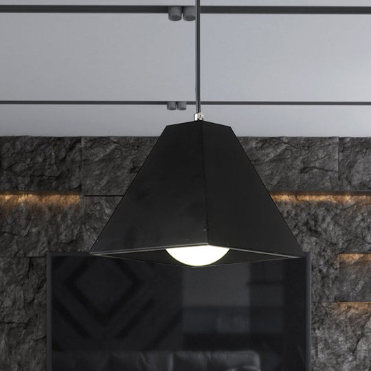 Modern Metal Pyramid Pendant Lamp - Adjustable Cord, Black/White - 1 Light for Living Room