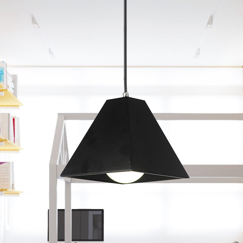 Modern Metal Pyramid Pendant Lamp - Adjustable Cord, Black/White - 1 Light for Living Room
