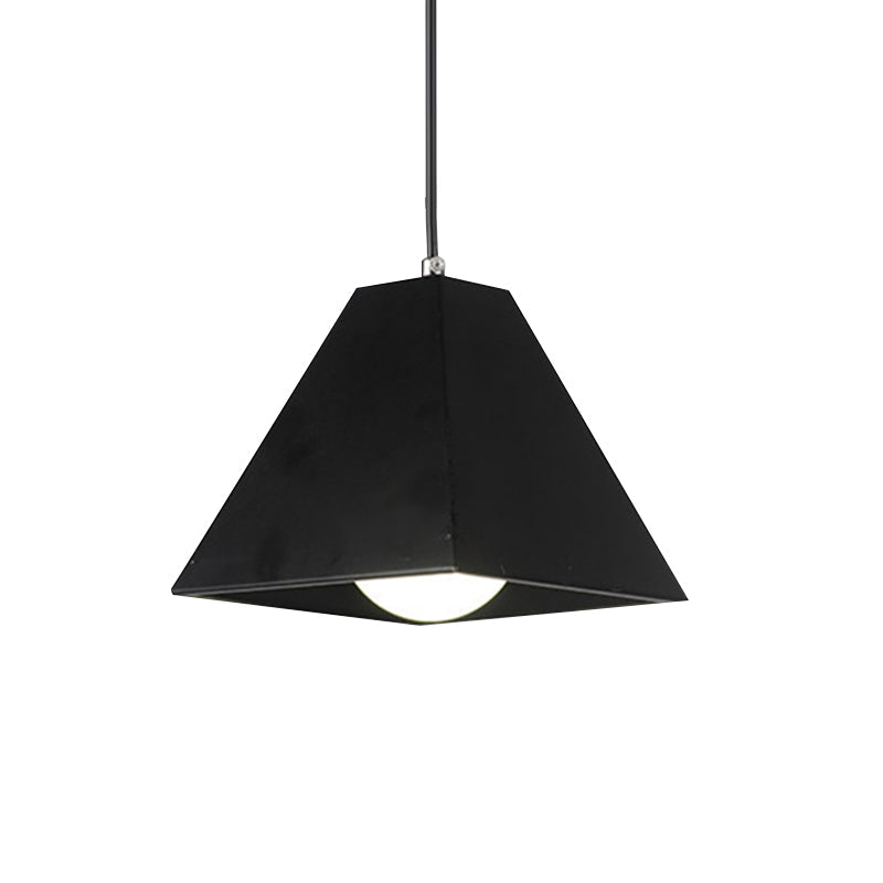 Modern Metal Pyramid Pendant Lamp - Adjustable Cord, Black/White - 1 Light for Living Room