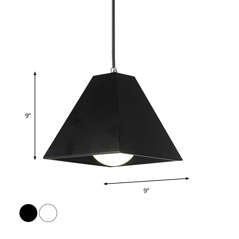 Modern Metal Pyramid Pendant Lamp - Adjustable Cord, Black/White - 1 Light for Living Room