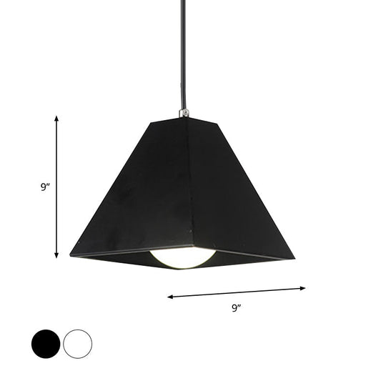 Modern Metal Pyramid Pendant Lamp - Adjustable Cord, Black/White - 1 Light for Living Room