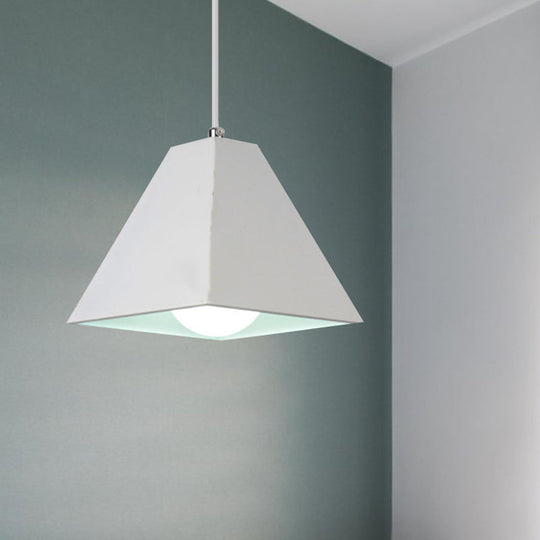 Modern Metal Pyramid Pendant Lamp - Adjustable Cord, Black/White - 1 Light for Living Room