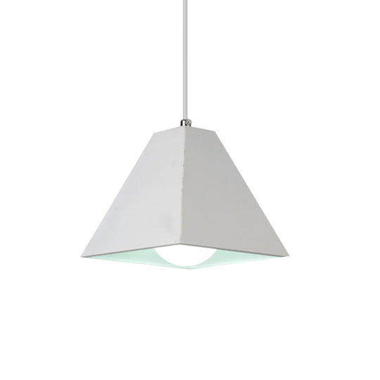 Modern Metal Pyramid Pendant Lamp - Adjustable Cord, Black/White - 1 Light for Living Room