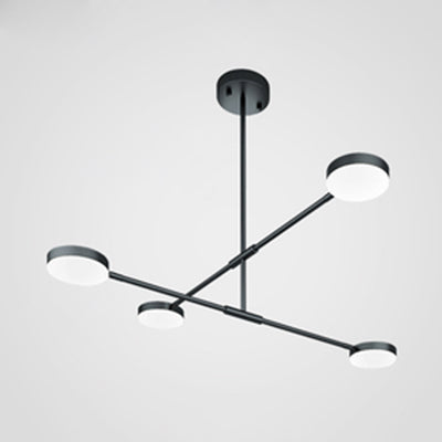 Willow - Stylish Linear Chandelier: 2/4 Lights LED Black Hanging Light