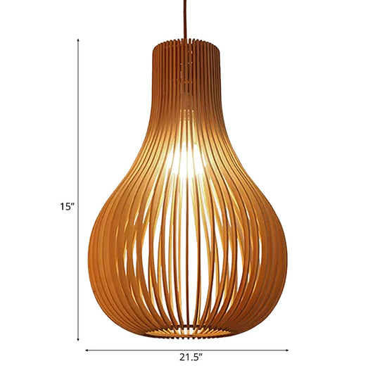 Modern Wood Pendant Light - Adjustable Teardrop Shape Ceiling Fixture