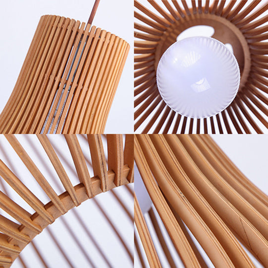 Modern Adjustable Wood Pendant Light - Teardrop Shape Ceiling Fixture