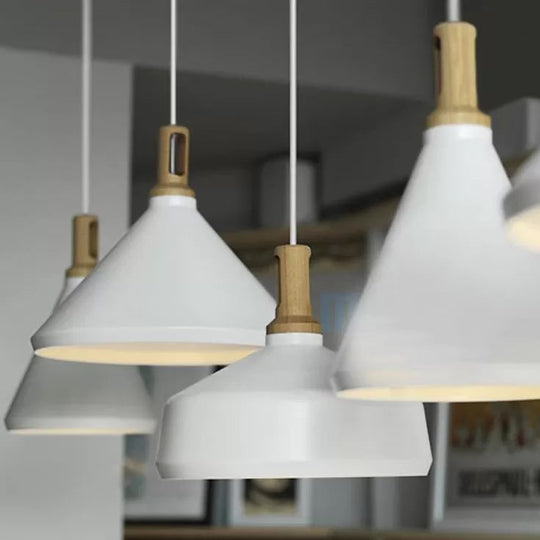 Nordic Hanging Pendant Light with Cone/Barn Metal Shade for Dining Room - 9.5"/14" Wide White Pendant Lighting