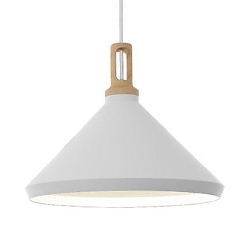 9.5/14 Wide White Pendant Lighting With Cone/Barn Metal Shade - Nordic Hanging Light For Dining Room