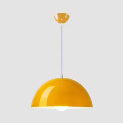 Nordic Aluminum Dome Hanging Light - 1 Suspension For Dining Room (Black/White/Red 12/14/16) Yellow