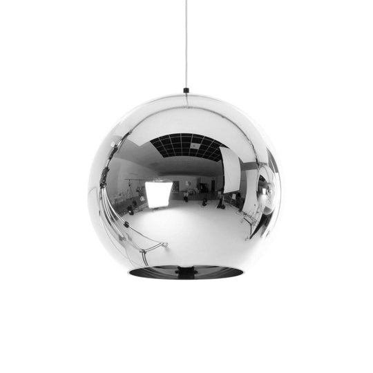 Contemporary Glass Mirror Ball Pendant Lighting - 1 Light, Chrome/Gold/Rose Gold, 6"/8"/10"W Hanging Ceiling Light