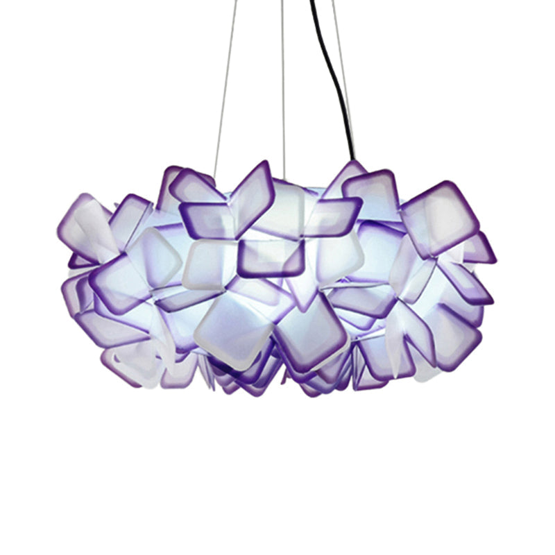 Contemporary Blossom Drop Pendant Ceiling Lamp - Brown/Blue/Purple - 21"/27.5" Wide - 1-Light Acrylic - Living Room