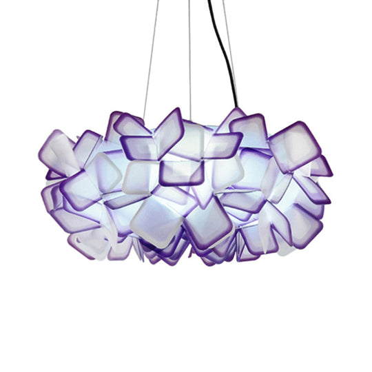 Contemporary Blossom Drop Pendant Ceiling Lamp - Brown/Blue/Purple - 21"/27.5" Wide - 1-Light Acrylic - Living Room