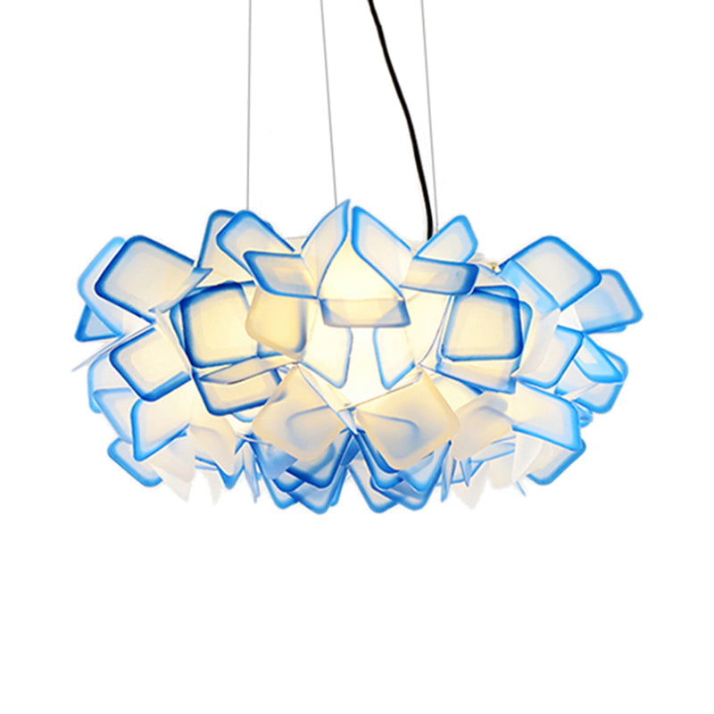 Contemporary Brown/Blue/Purple Blossom Drop Pendant Ceiling Lamp - 21/27.5 Wide 1-Light Acrylic