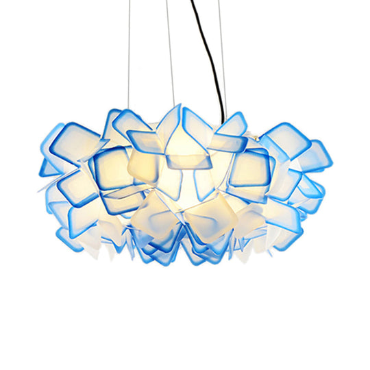 Contemporary Brown/Blue/Purple Blossom Drop Pendant Ceiling Lamp - 21/27.5 Wide 1-Light Acrylic