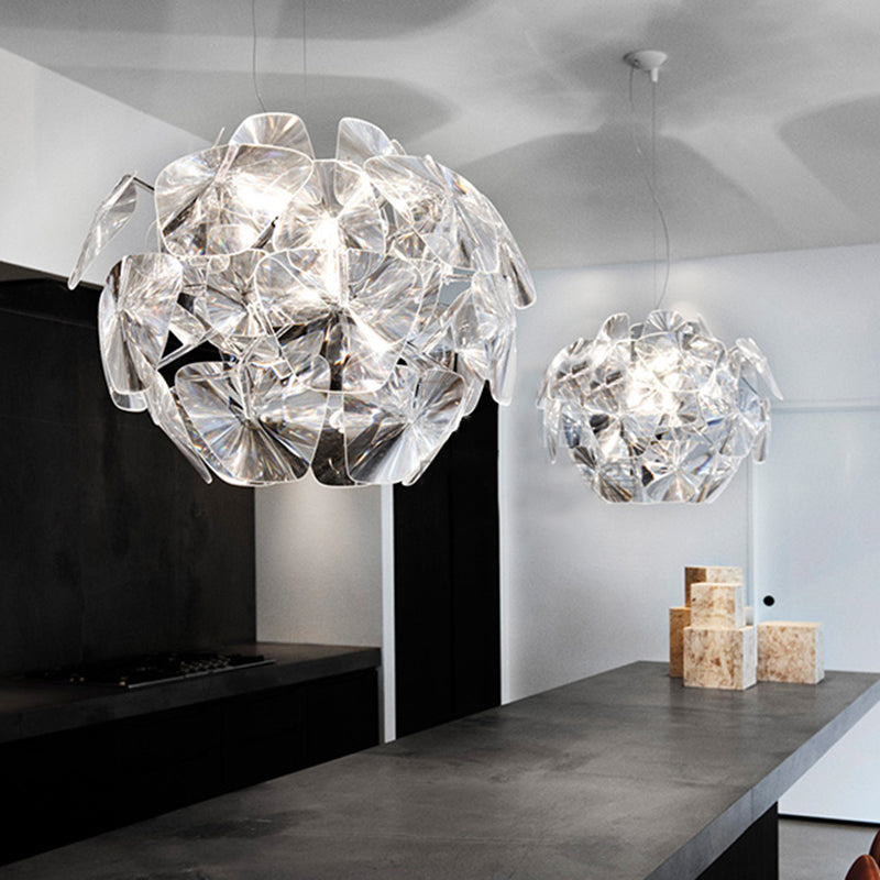 Modern Acrylic Globe Pendant Light - Clear Ceiling Lamp (24"/28.5"/43" Wide)