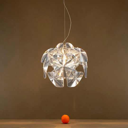 Modern Acrylic Globe Pendant Light - Clear Ceiling Lamp (24"/28.5"/43" Wide)