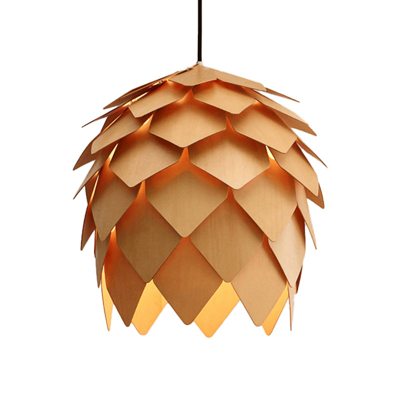 Luminaire suspendu Pinecone - Plafonnier en bois de style Lodge en beige