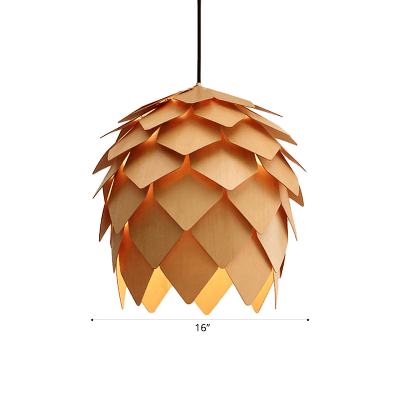 Luminaire suspendu Pinecone - Plafonnier en bois de style Lodge en beige