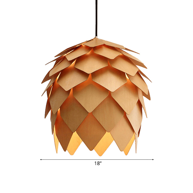 Pinecone Pendant Lighting Lodge Style Wood Adjustable Ceiling Light In Beige - 10/12 Width 1 Perfect