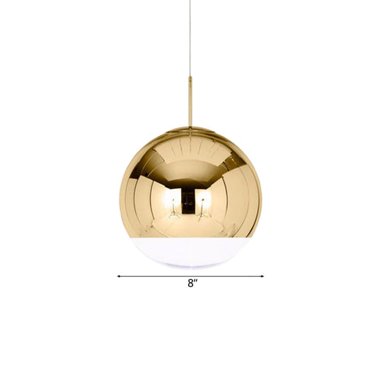Sleek Metal Globe Pendant Ceiling Light, Chrome/Gold Finish, 1-Light for Chic Décor, Available in Multiple Sizes (6"/8"/10"W)