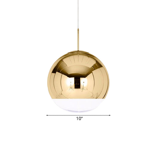 Sleek Metal Globe Pendant Ceiling Light, Chrome/Gold Finish, 1-Light for Chic Décor, Available in Multiple Sizes (6"/8"/10"W)