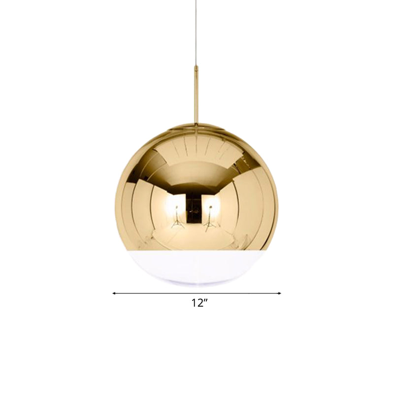 Sleek Metal Globe Pendant Ceiling Light, Chrome/Gold Finish, 1-Light for Chic Décor, Available in Multiple Sizes (6"/8"/10"W)