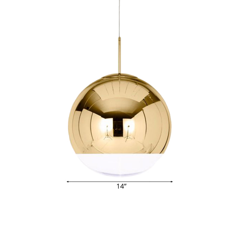 Sleek Metal Globe Pendant Ceiling Light, Chrome/Gold Finish, 1-Light for Chic Décor, Available in Multiple Sizes (6"/8"/10"W)