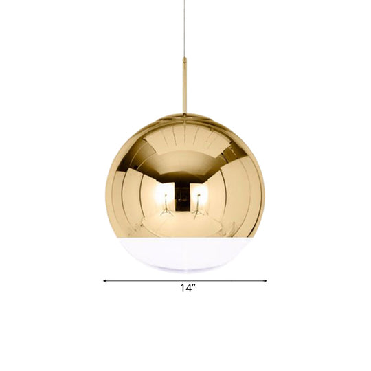 Sleek Metal Globe Pendant Ceiling Light, Chrome/Gold Finish, 1-Light for Chic Décor, Available in Multiple Sizes (6"/8"/10"W)