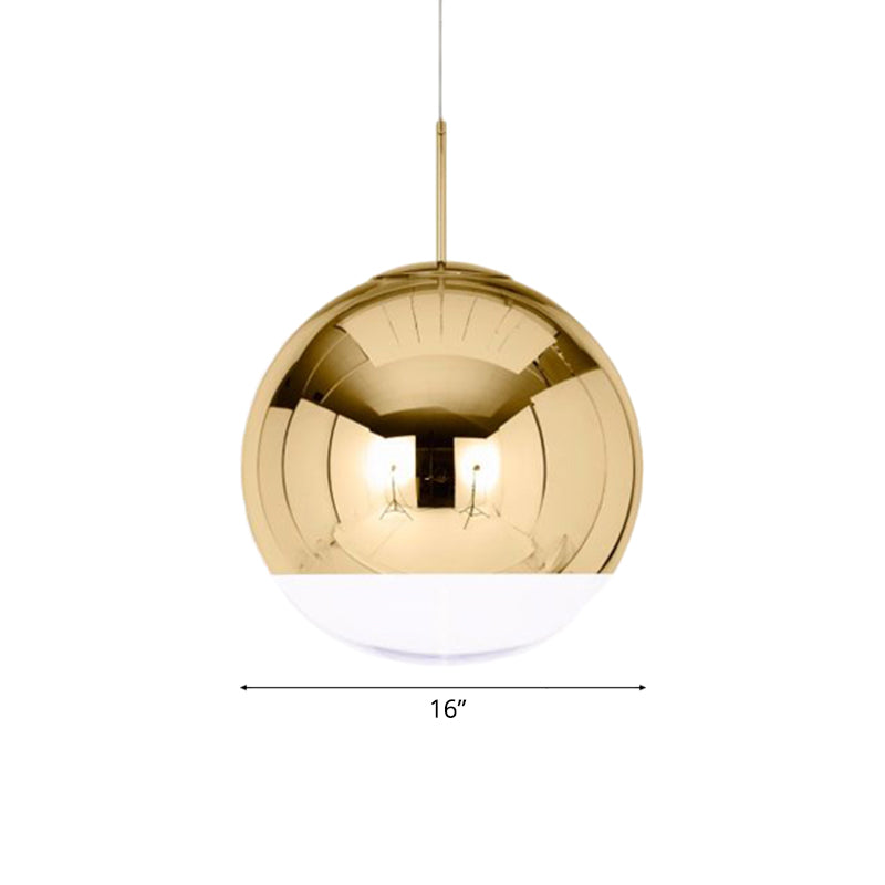 Sleek Metal Globe Pendant Ceiling Light, Chrome/Gold Finish, 1-Light for Chic Décor, Available in Multiple Sizes (6"/8"/10"W)