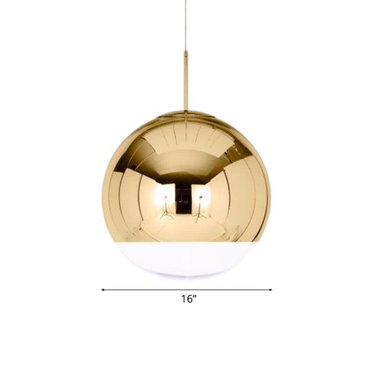 Sleek Metal Globe Pendant Ceiling Light, Chrome/Gold Finish, 1-Light for Chic Décor, Available in Multiple Sizes (6"/8"/10"W)