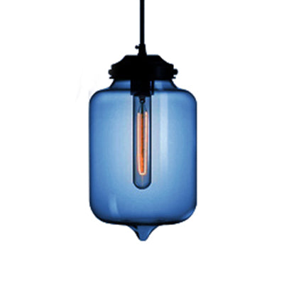 Modern Teardrop Glass Pendant Light with Red/Brown/Blue Hue - 1-Light Hanging Fixture