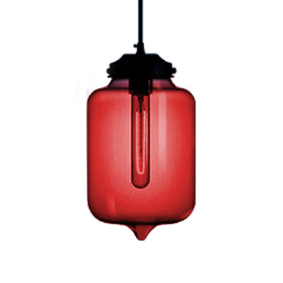 Modern Teardrop Glass Pendant Light with Red/Brown/Blue Hue - 1-Light Hanging Fixture