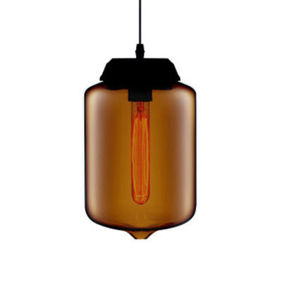 Modern Teardrop Glass Pendant Light with Red/Brown/Blue Hue - 1-Light Hanging Fixture