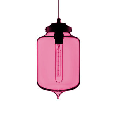 Teardrop Pendant Light - Modern Style Glass 1-Light Red/Brown/Blue Hanging Design Rose Red