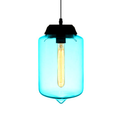 Modern Teardrop Glass Pendant Light with Red/Brown/Blue Hue - 1-Light Hanging Fixture