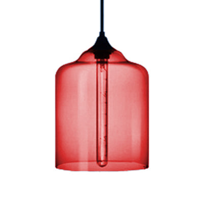 Glass Jug Suspension Light - Contemporary Red/Brown/Blue Ceiling Pendant