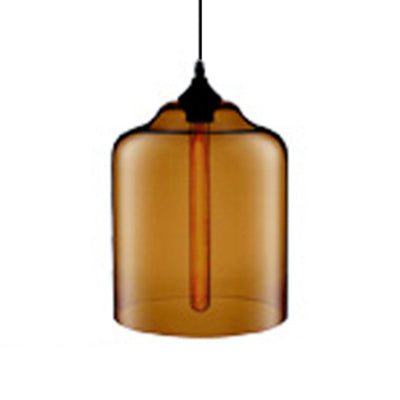 Contemporary Glass Jug Suspension Light - 1 Red/Brown/Blue Hanging Ceiling Lamp Brown