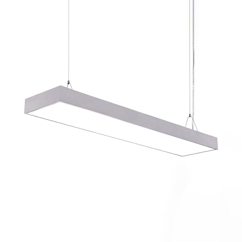 Sleek Rectangular LED Hanging Light - Minimal Silver/Black/White - 23.5"/35.5"/47" Long - 5"/8"/12" Wide