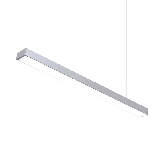 Sleek Rectangular LED Hanging Light - Minimal Silver/Black/White - 23.5"/35.5"/47" Long - 5"/8"/12" Wide