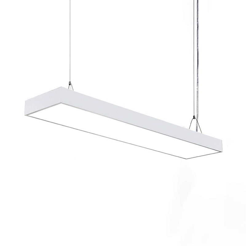Sleek Rectangular LED Hanging Light - Minimal Silver/Black/White - 23.5"/35.5"/47" Long - 5"/8"/12" Wide